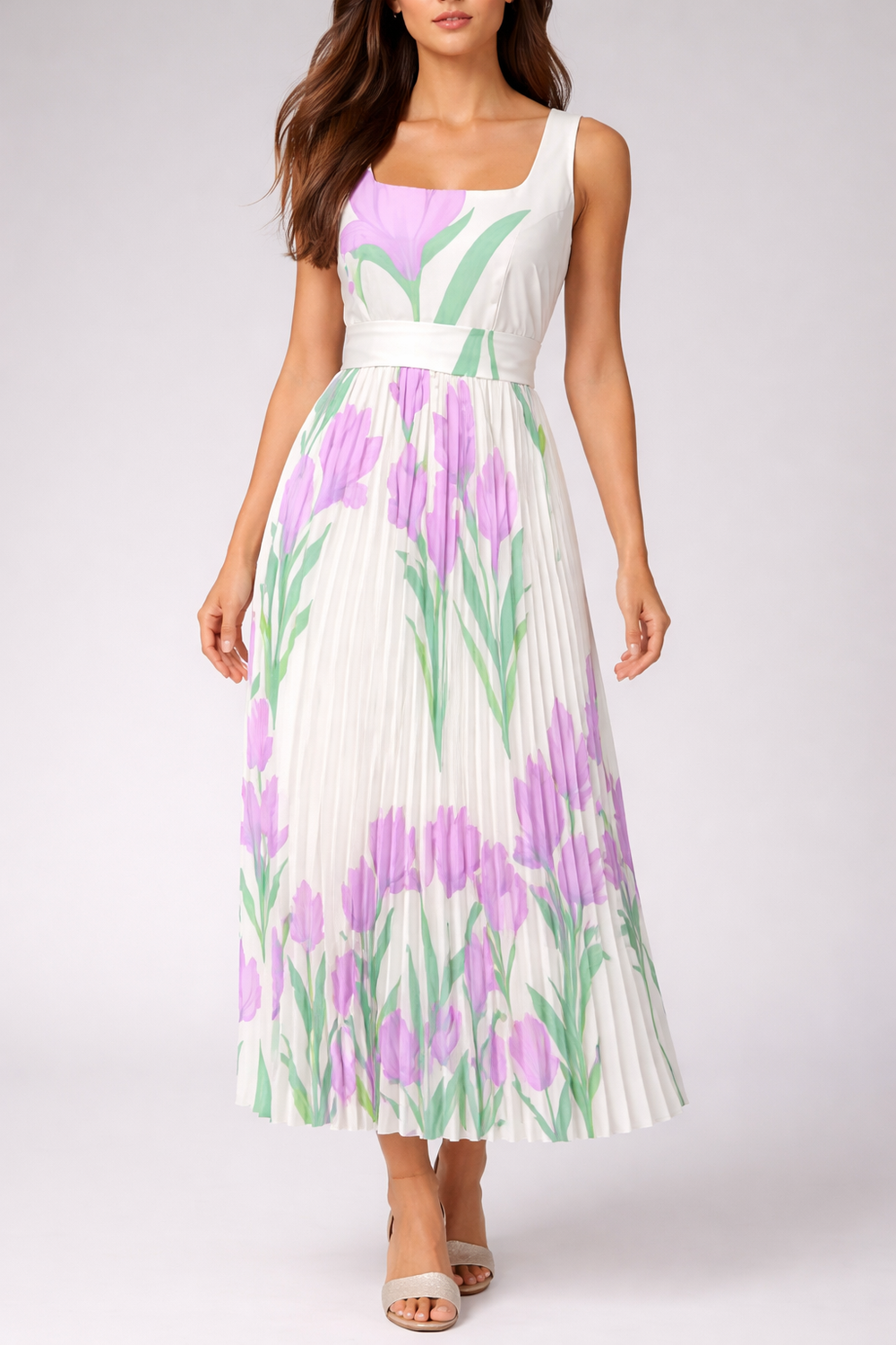 Women's Sleeveless Chiffon Maxi Dress – Flowing Lined Occasion Style