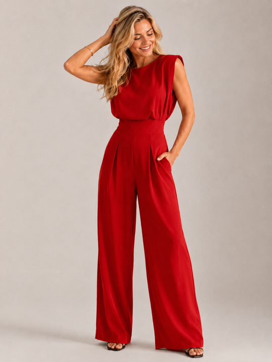 Women’s Sleeveless Flowing Jumpsuit – Modern Summer One-Piece Outfit
