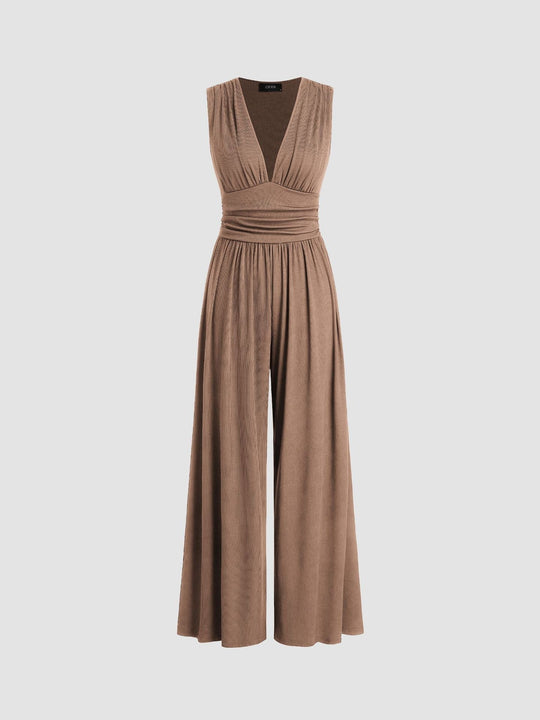 Women’s Sleeveless Wide-Leg Jumpsuit – Chic Flowing Summer Outfit