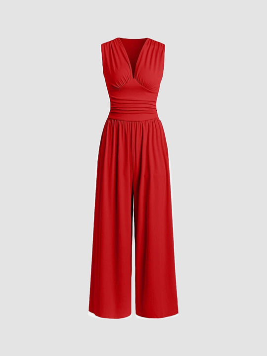Women’s Sleeveless Wide-Leg Jumpsuit – Chic Flowing Summer Outfit