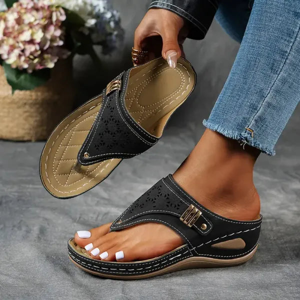 Women’s Slip-On Sandals with Arch Support and Cushioned Footbed