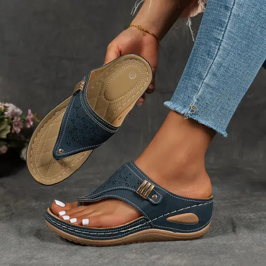 Women’s Slip-On Sandals with Arch Support and Cushioned Footbed