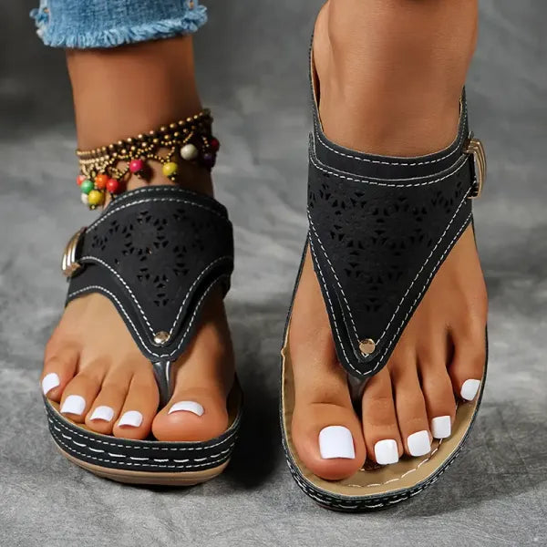 Women’s Slip-On Sandals with Arch Support and Cushioned Footbed