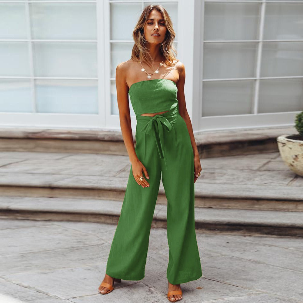 Women's Soft Crepe V-Neck Jumpsuit – Flowing Spring and Summer Style