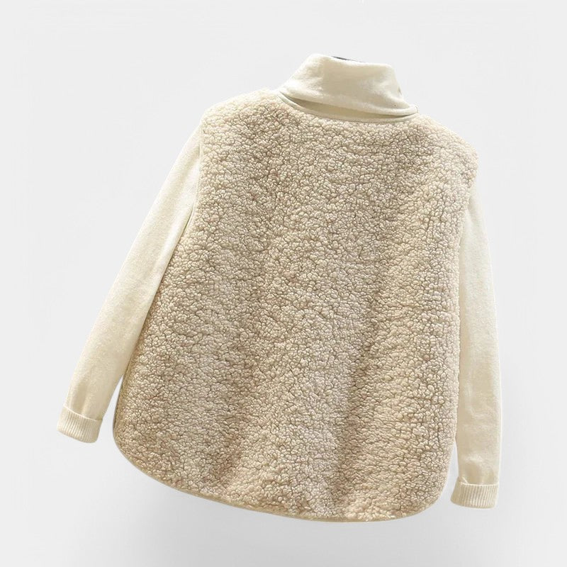 Women's Soft Teddy Fleece Open-Front Vest with Pockets
