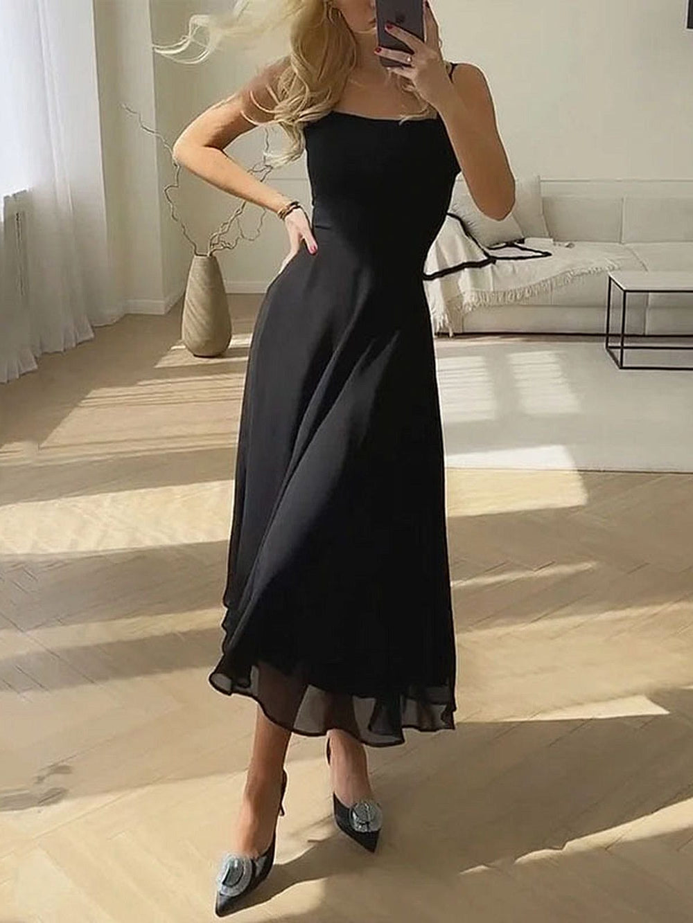 Women's Square-Neck Summer Dress – Classic Lightweight Style