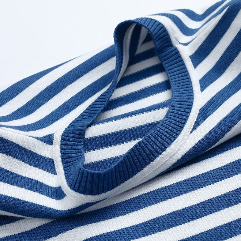 Women’s Striped Cotton-Blend Sweater – Soft Relaxed Long-Sleeve Knit