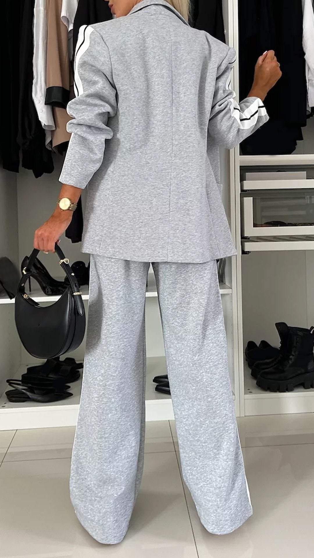 Women’s Striped Jacket and Wide-Leg Trouser Set – Relaxed Two-Piece Outfit