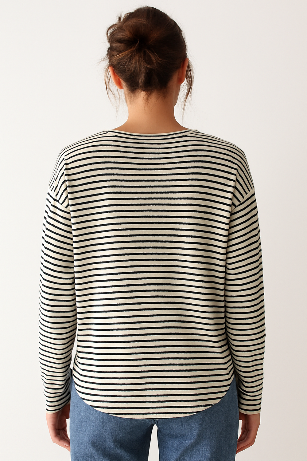 Women's Striped Long-Sleeve T-Shirt – Relaxed Crew Neck, S–5XL