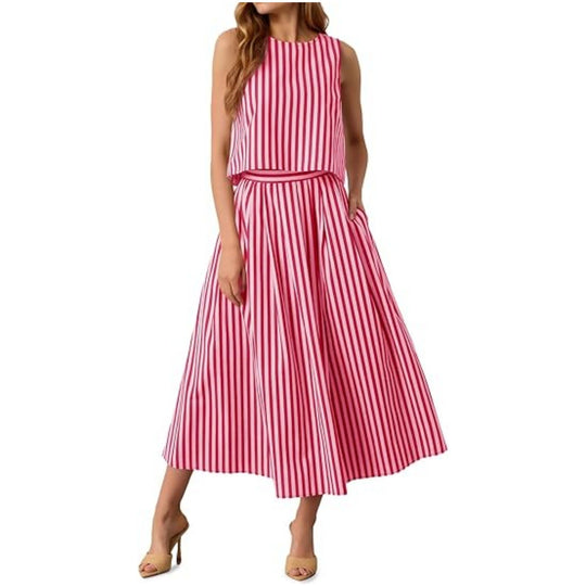 Women’s Striped Tank and Skirt Set – Printed Bohemian Two-Piece Outfit
