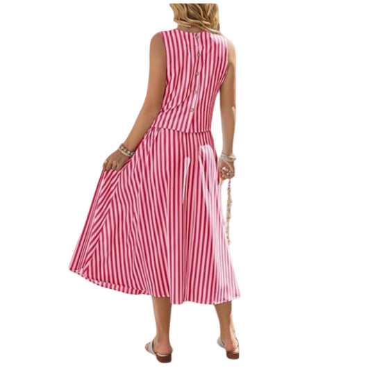 Women’s Striped Tank and Skirt Set – Printed Bohemian Two-Piece Outfit