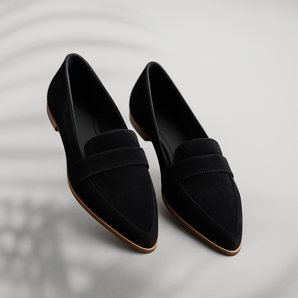 Women's Suede-Effect Pointed-Toe Loafers – Easy Slip-On Flats
