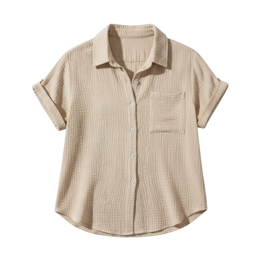 Women's Summer Button-Up Blouse – Lightweight Short-Sleeve Casual Top