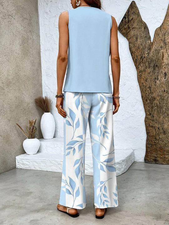 Women’s Summer Two-Piece Set – Cropped Top and High-Waist Flowing Trousers