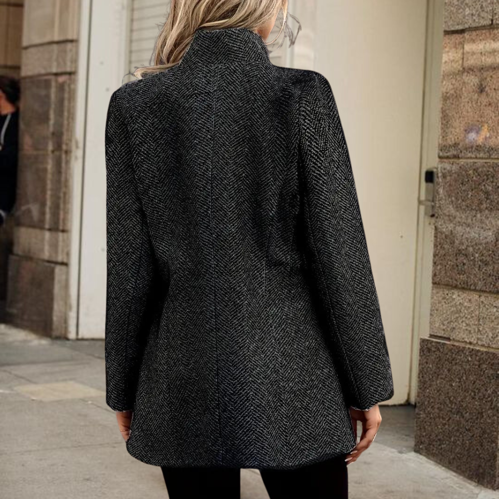 Women's Textured Stand-Collar Blazer with Button Front