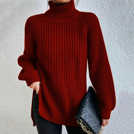 Women’s Textured Turtleneck Sweater – Soft Relaxed Long-Sleeve Knit
