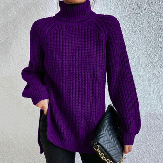 Women’s Textured Turtleneck Sweater – Soft Relaxed Long-Sleeve Knit