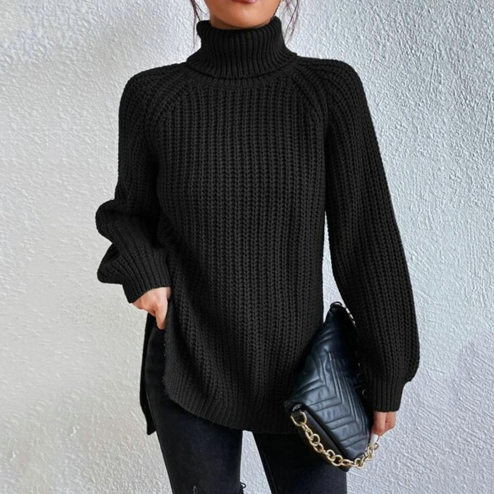 Women’s Textured Turtleneck Sweater – Soft Relaxed Long-Sleeve Knit