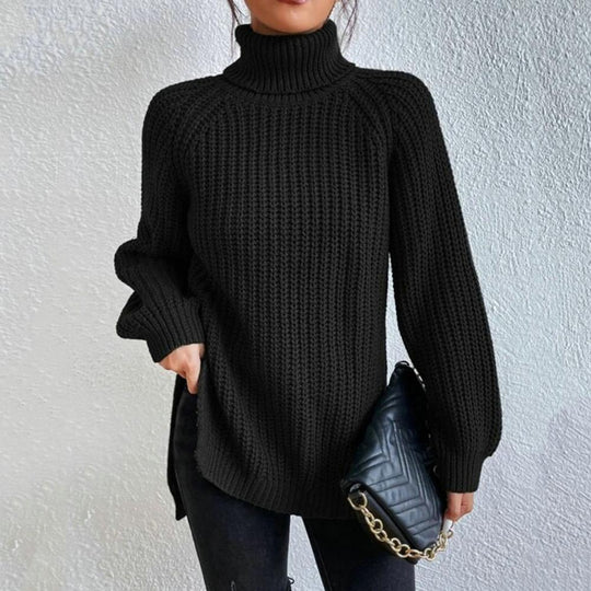 Women’s Textured Turtleneck Sweater – Soft Relaxed Long-Sleeve Knit