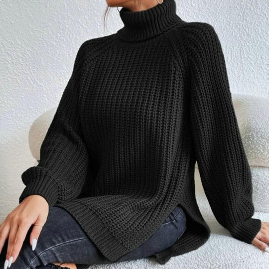 Women’s Textured Turtleneck Sweater – Soft Relaxed Long-Sleeve Knit