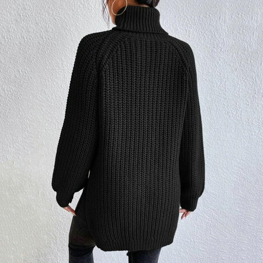 Women’s Textured Turtleneck Sweater – Soft Relaxed Long-Sleeve Knit