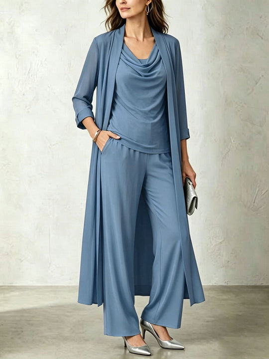 Women’s Three-Piece Outfit – Long Cardigan and Matching Trousers