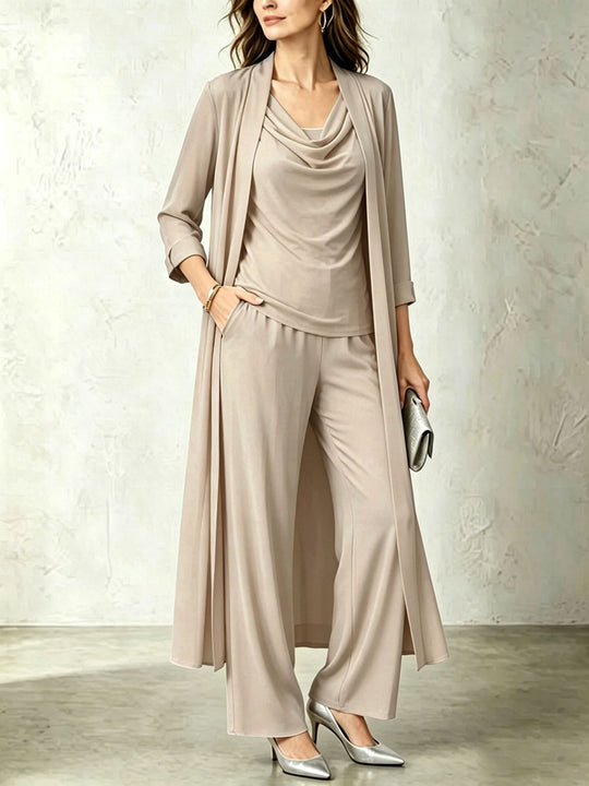 Women’s Three-Piece Outfit – Long Cardigan and Matching Trousers