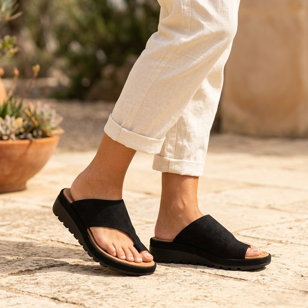 Women’s Toe-Post Wedge Sandals with Non-Slip Sole
