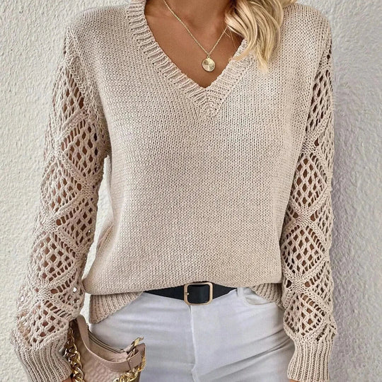 Women’s V-Neck Sweater – Soft Fitted Knit for Autumn and Winter