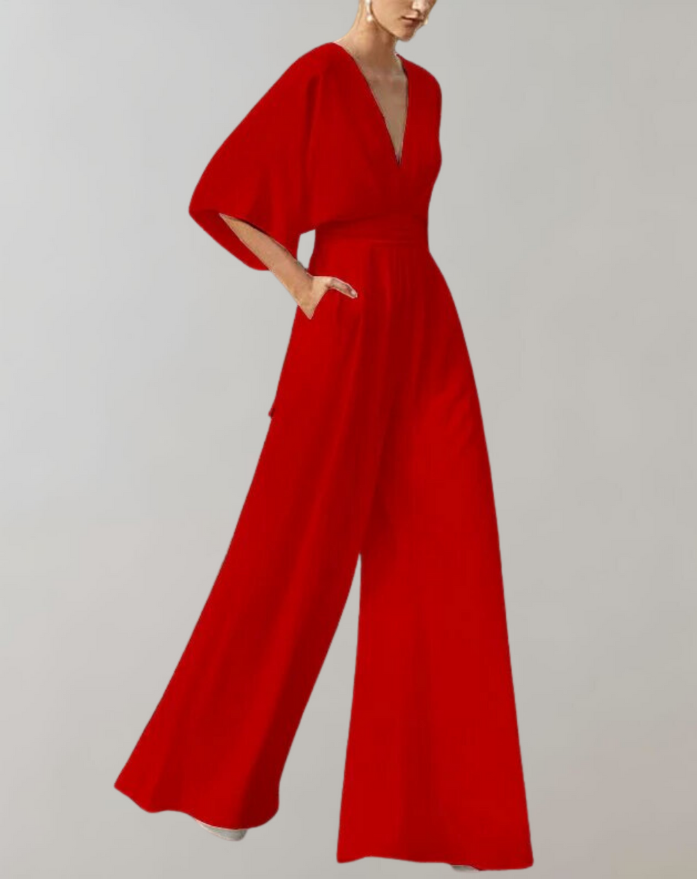 Women's V-Neck Wide-Leg Jumpsuit – Lightweight Day-to-Evening Outfit
