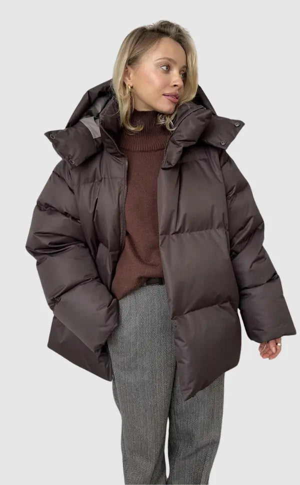 Women's Warm Puffer Jacket – Lightweight Zip-Up Winter Coat