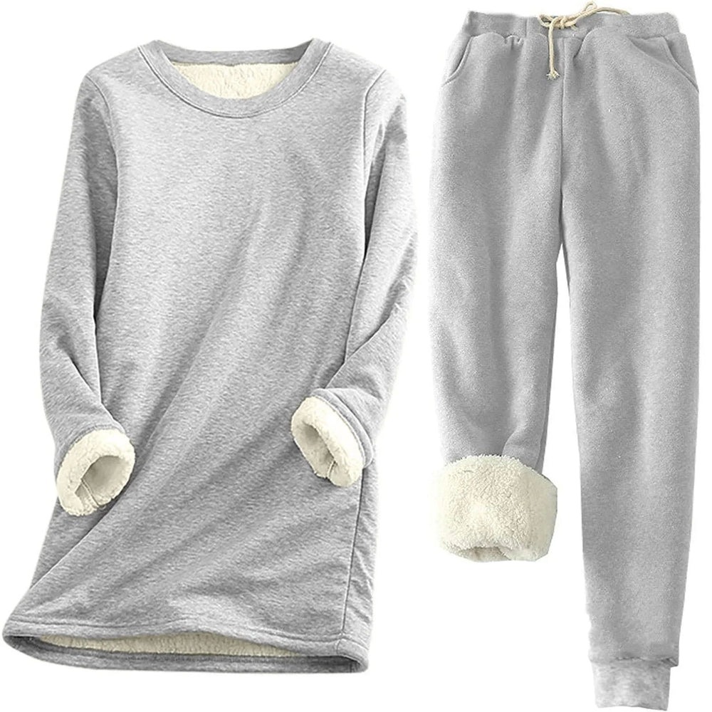 Women's Warm Thermal Long-Sleeve Top and Trouser Set