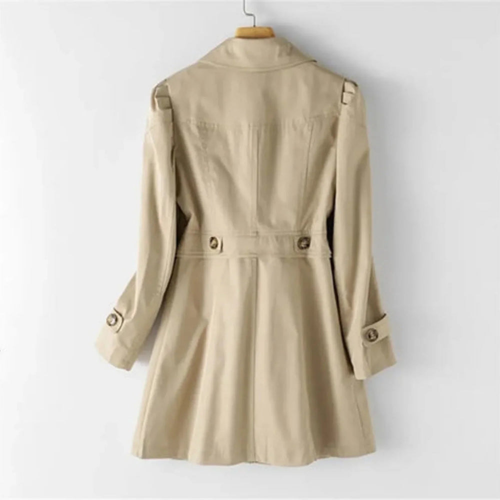 Women's Water-Repellent Double-Breasted Trench Coat with Belt