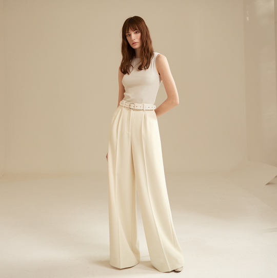 Women’s White Wide-Leg Trousers – Flowing Elegant Tailored Style