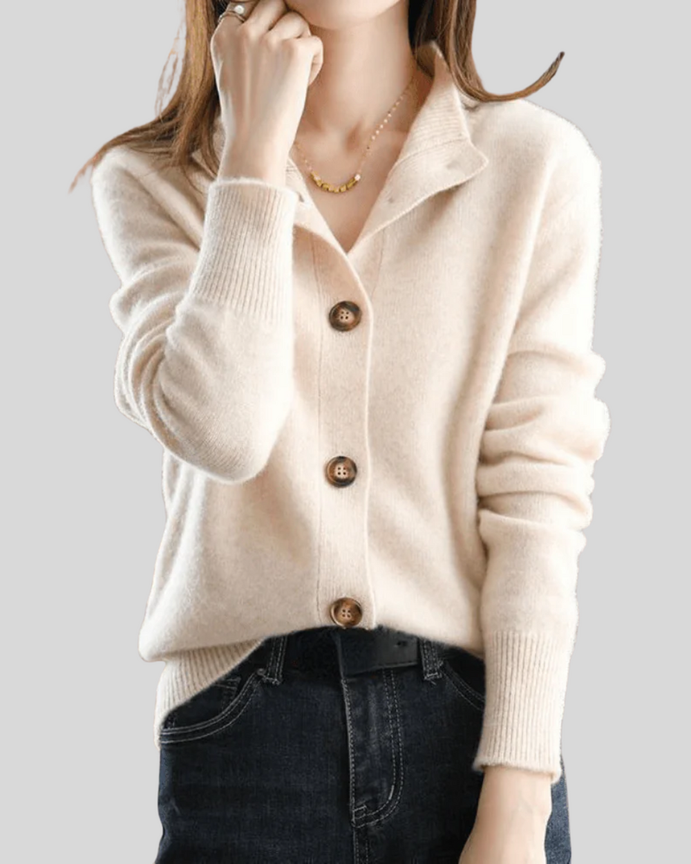 Women's Wool-Blend V-Neck Cardigan – Soft Button-Front Knit