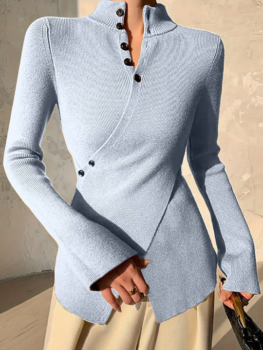 Women’s Wrap Turtleneck Sweater – Adjustable Asymmetrical Knit