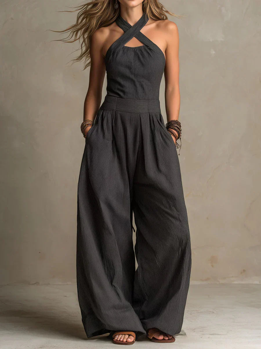 Women’s Wrap Wide-Leg Jumpsuit – Flowing Outfit for Dinners and Events