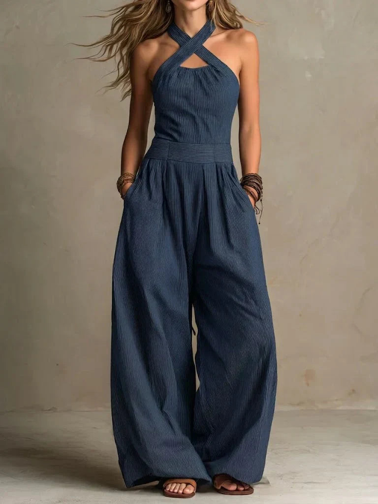 Women’s Wrap Wide-Leg Jumpsuit – Flowing Outfit for Dinners and Events