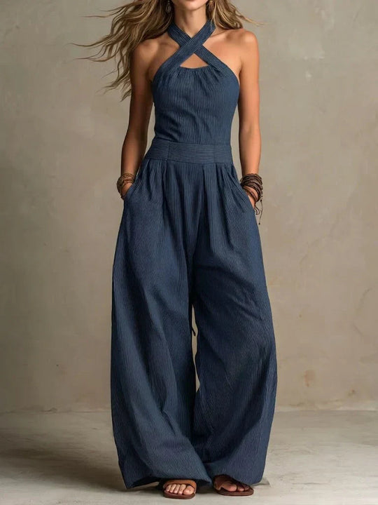 Women’s Wrap Wide-Leg Jumpsuit – Flowing Outfit for Dinners and Events