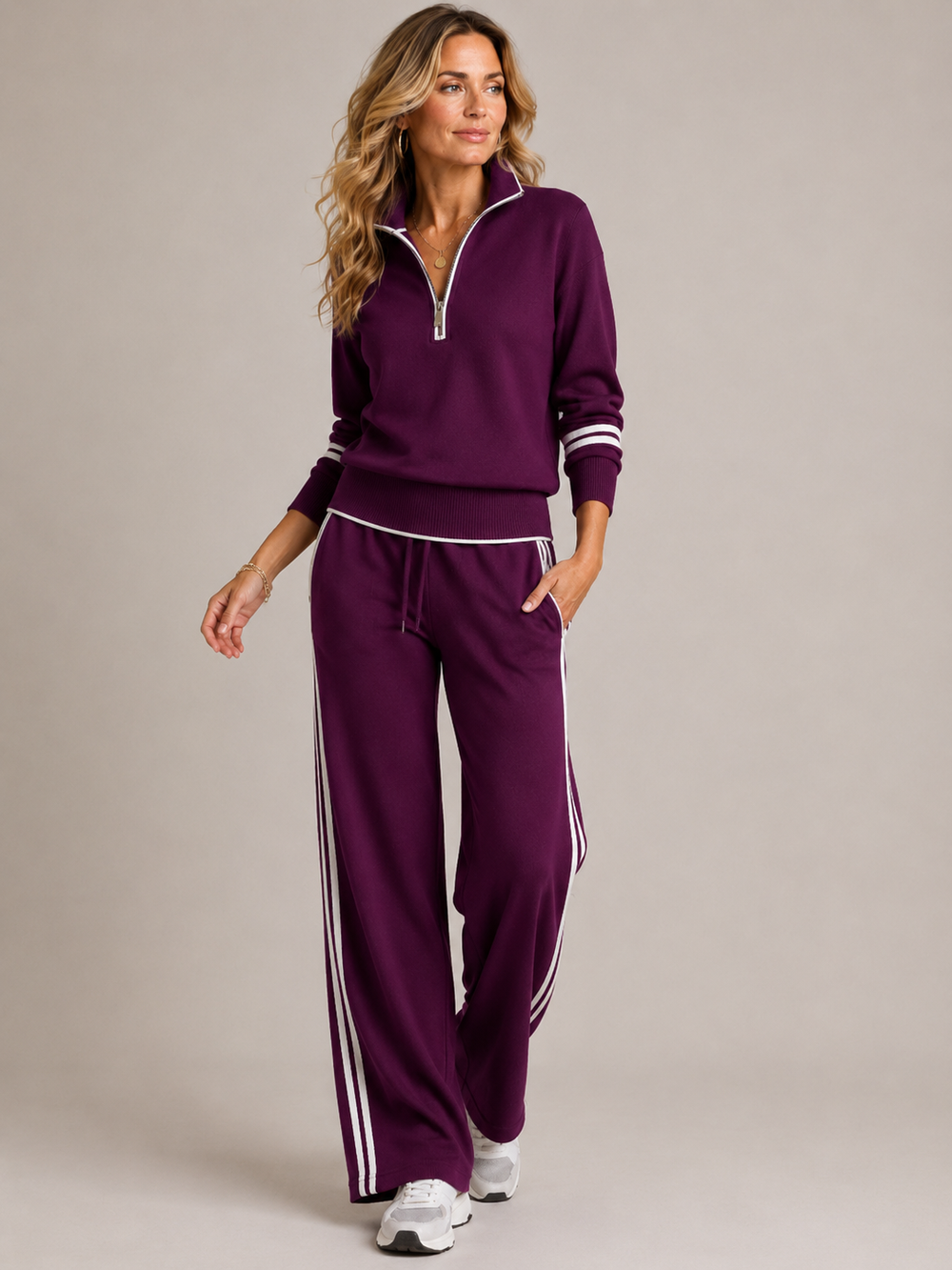 Women's Zip-Up Lounge Set – Sweatshirt and Matching Trousers