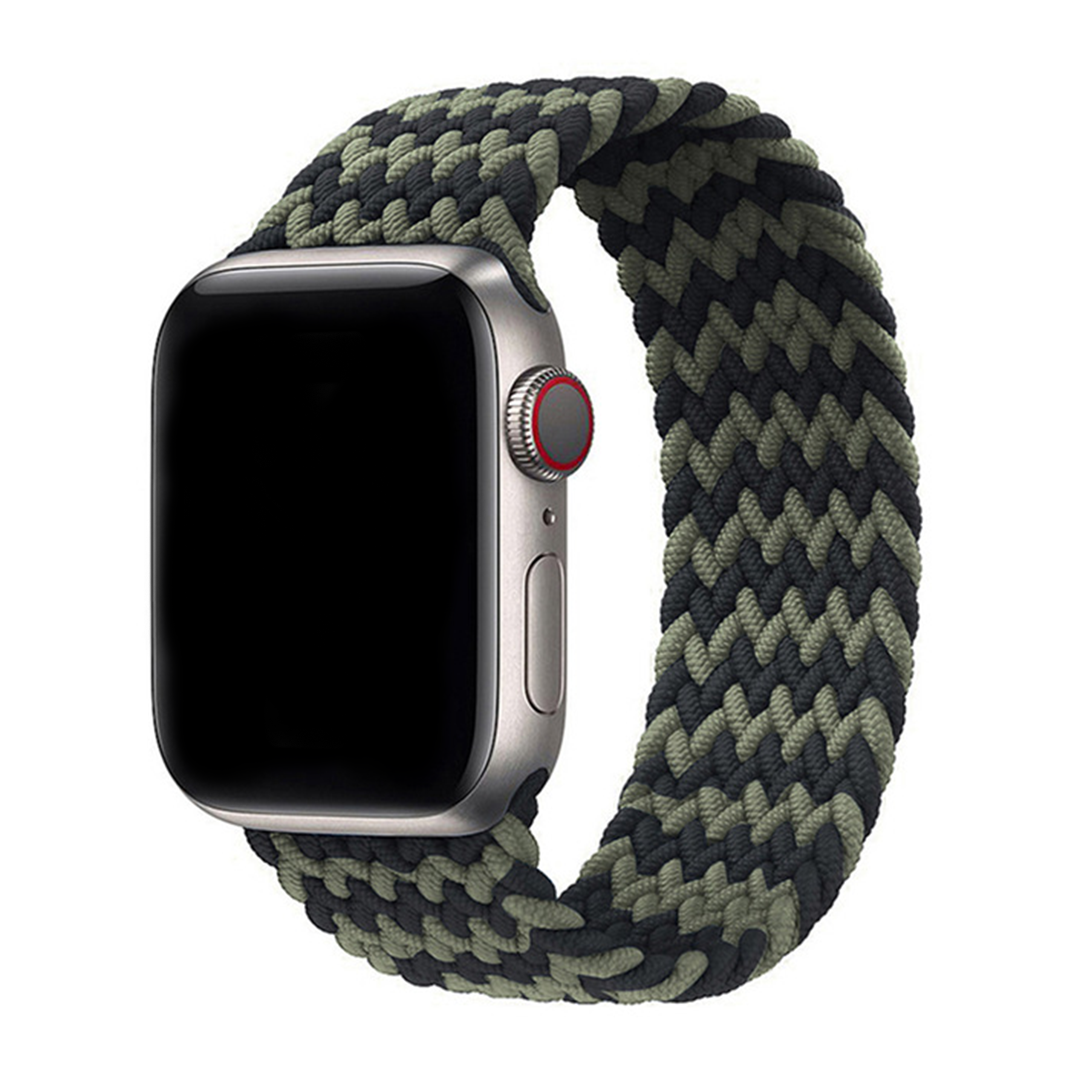 Black & Green Zigzag Wavy Braided Solo Loop Apple Watch Straps