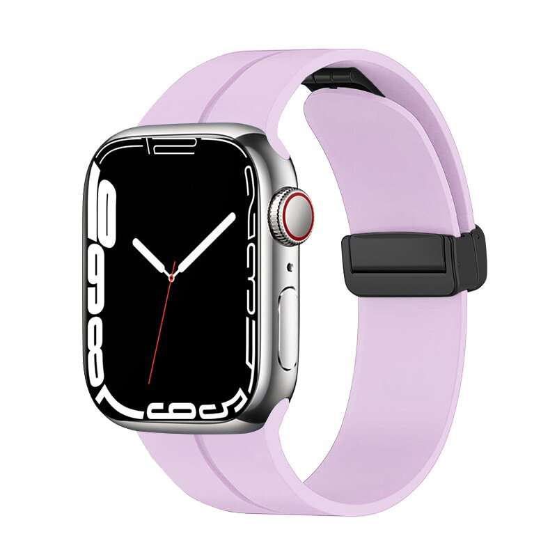 Magnetic Silicone Buckle Band for Apple Watch  1 to 8, SE & Ultra series