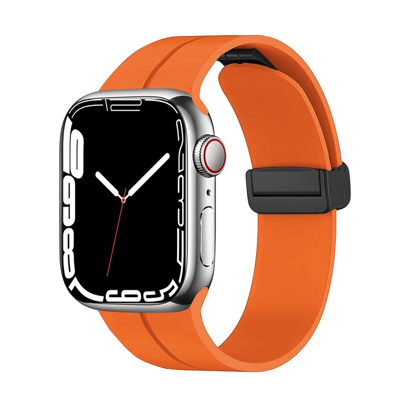 Magnetic Silicone Buckle Band for Apple Watch  1 to 8, SE & Ultra series