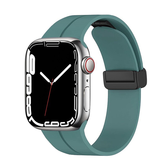 Magnetic Silicone Buckle Band for Apple Watch  1 to 8, SE & Ultra series