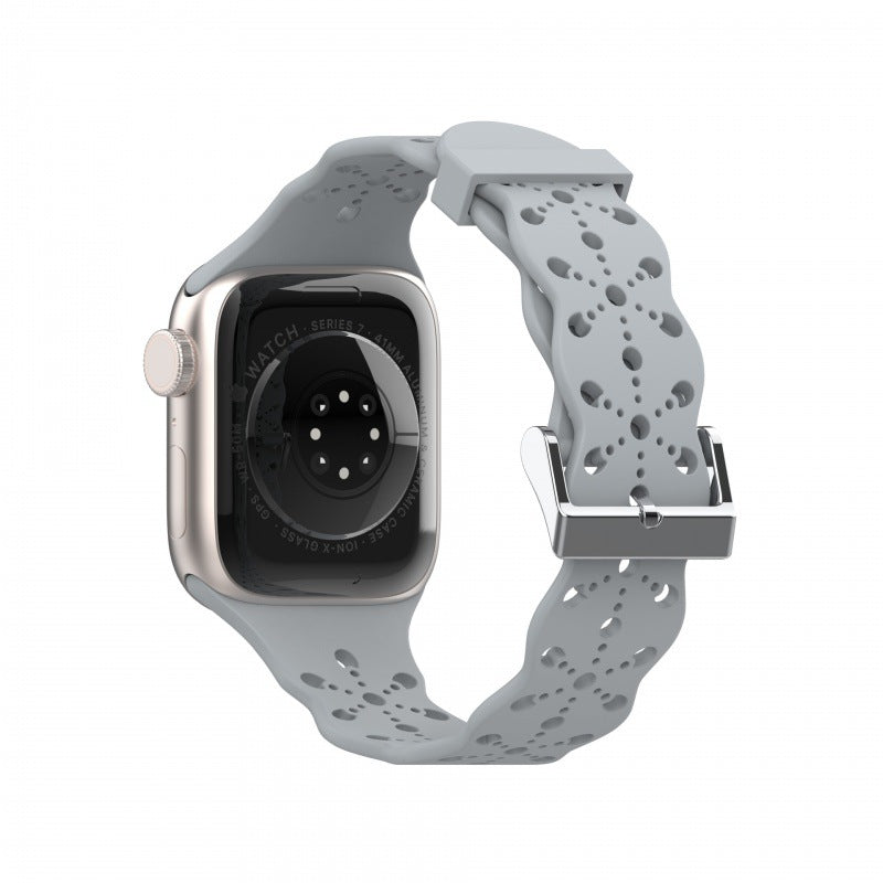 Silicone Lace Band for Apple Watch  1 to 8, SE & Ultra series