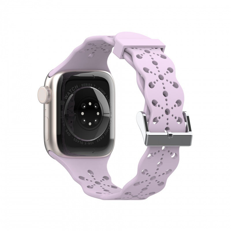 Silicone Lace Band for Apple Watch  1 to 8, SE & Ultra series